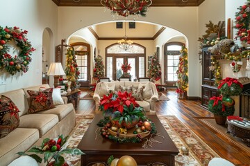 Luxurious Home Decor for the Holidays, Christmas-Themed Living Area
