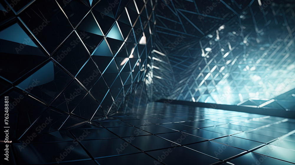 Poster Abstract background with structure of neon triangles and technology style.