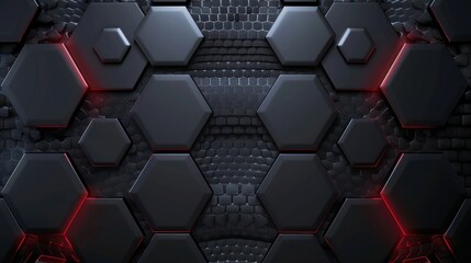 Abstract black metal background hexagon modern tech theme AI generated image - obrazy, fototapety, plakaty