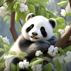 Obraz premium panda in tree enjoying his life