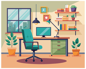 Home office workplace vector vector design illustration