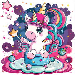 Naklejka premium Majestic Unicorn Galloping in Fantasy