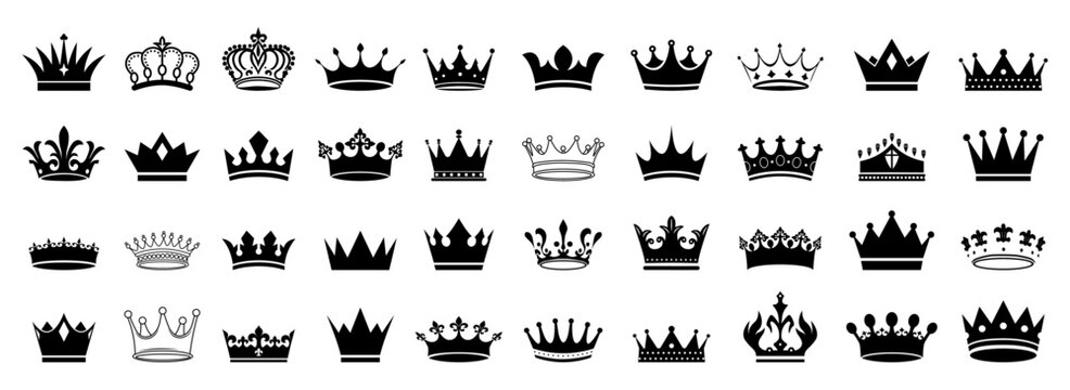 Crown icon set. Crown sign collection. Vector