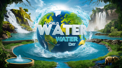 Happy World Water Day 22 March 4k Background Concept