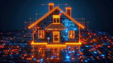 Eco-smart home with digital management. Energy efficiency, green living. concept. Eco-awareness, green future