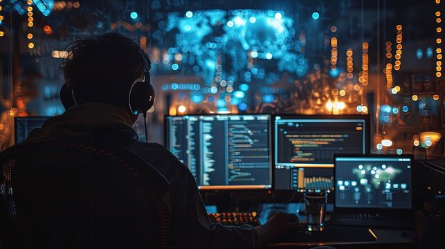 A software development team using pair programming across different time zones, emphasizing collaboration and learning