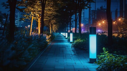 Obraz premium Bioluminescent public lighting reducing energy consumption