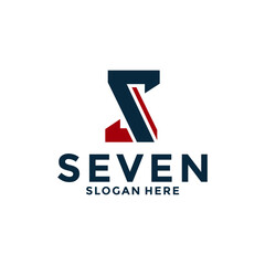 Creative Illustration modern number 7 seven and letter S logo design template