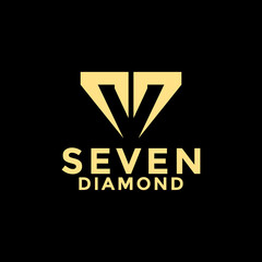 Seven 7 Diamond Seventy 77 Diamond logo icon. Creative Diamond Logo with Number 7 Seven