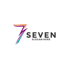 Creative Illustration modern number 7 seven logo design template