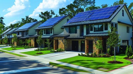 Fototapeta na wymiar Community-shared solar power projects in residential areas