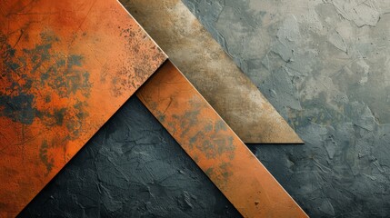 Rusted metal sheets intersecting, showcasing contrasting textures and industrial decay..