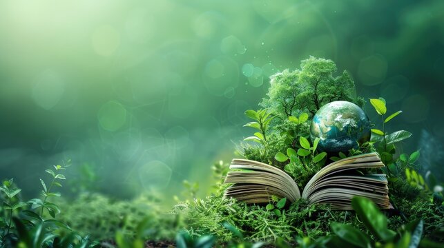 Green tech in education. Digital learning, sustainability focus. concept. Eco-awareness, green future