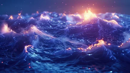 Fototapeten Ocean waves with digital energy. Renewable energy, ocean tech. © Gefo