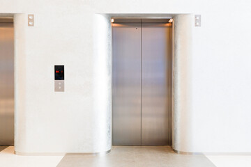 Modern Elevator doors in office building,Elevators in the modern lobby house or hotel,elevators in shopping mall.