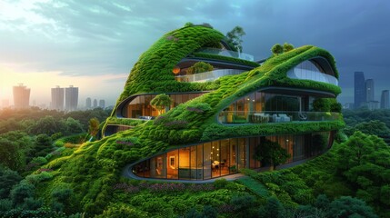 Green building certifications online. Sustainable architecture, materials. concept. Eco-awareness, green future - obrazy, fototapety, plakaty