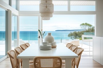 Free Photo beautiful  interior design inspiration of mediterranean coastal style dining room loveliness
dinning room,