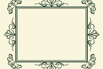 Blank green page with very simple single flower mandala outline design border