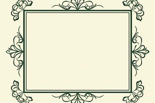 Blank green page with very simple single flower mandala outline design border