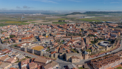 Panoramic aerial view of Olmedo, Valladolid
