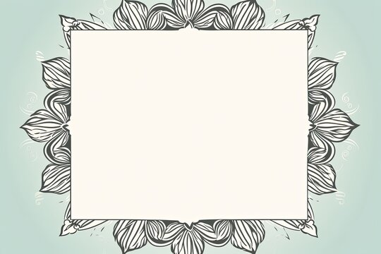 Blank mint page with very simple single flower mandala outline design border