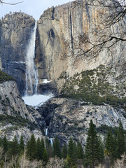 Yosemite Falls with winters ice