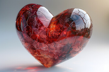 Broken glass heart on a light background
