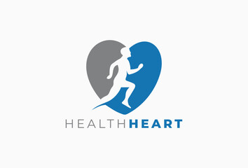 Run Love Icon. Health Heart Logo.