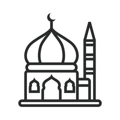 mosque icon line. muslim building to pray. vector illustration