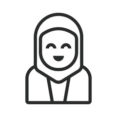 Outlined Muslim girl avatar icon