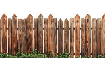 Fototapeta premium wooden garden fence on white or transparent background in high resolution and high quality concept fence, wall, palisade, fence