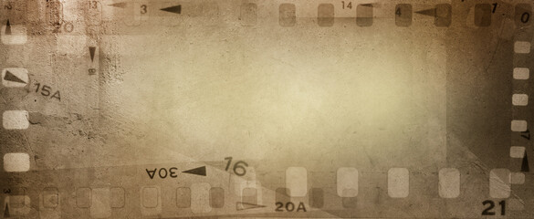 Film negatives frames brown background - 762502435