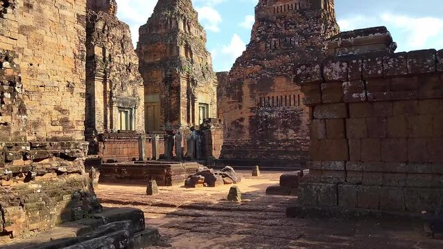 Mysterious Ancient ruins Pre Rup temple - famous Cambodian landmark, Angkor Wat complex of temples. Siem Reap, Cambodia.