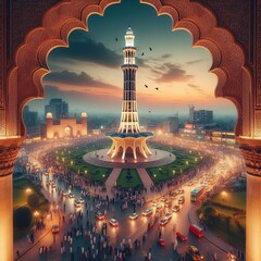 Minar e Pakistan Lahore. landmark of Pakistan. - obrazy, fototapety, plakaty