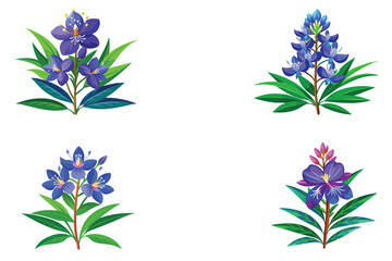 Watercolor purple lupine set vector design illustration