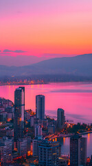 Izmir Skyline: An Exquisite Blend of Twilight Hues, Gleaming Lights, and Architectural Wonders