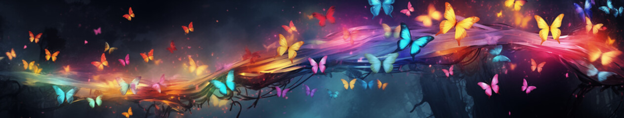 Obraz na płótnie Canvas Enchanted Night of Colorful Butterflies