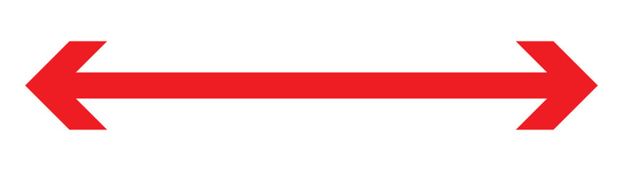 Long arrow vector icon. Red horizontal double arrow. Vector design