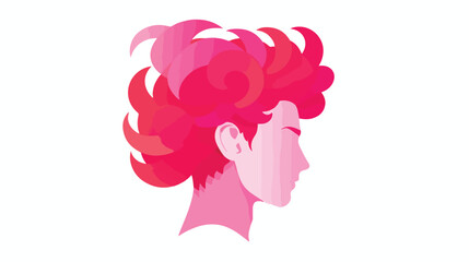 Esthetic pink man portrait in wind hair little cute h