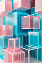 Obraz premium Dynamic shapes composition symmetric boxes and cube shapes background.