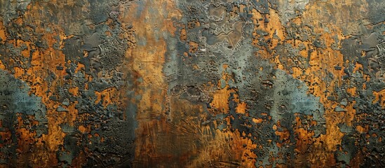 A detailed image showing the intricate pattern of rust on a weathered metal surface, resembling a unique piece of art in the natural landscape - obrazy, fototapety, plakaty