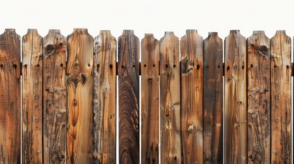 beautiful wooden garden fence on white or transparent background - obrazy, fototapety, plakaty