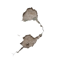 Moisture stains and deterioration on the wall