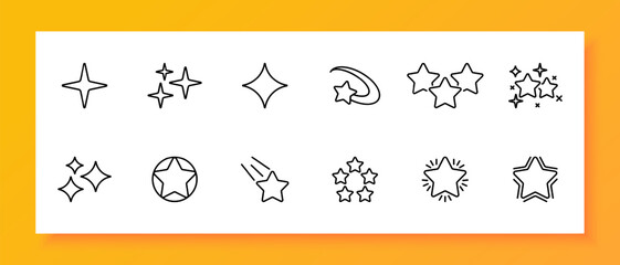 Feedback icon set. Rating, stars, review, comment, popularity, top. Black icon on a white background. Vector line icon for business and advertising