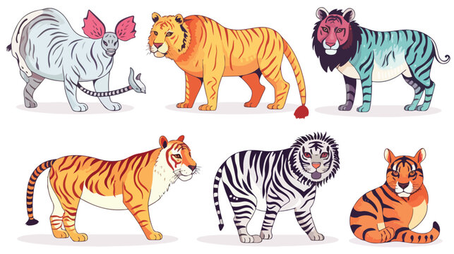 Animal coloring pages for kids and adult flat vector