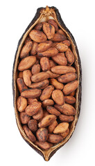 Cocoa pod isolated on white background