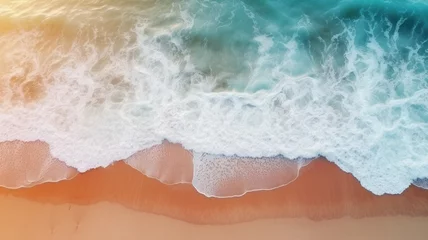 Keuken spatwand met foto Ocean Waves on the beach and sunset © wiparat