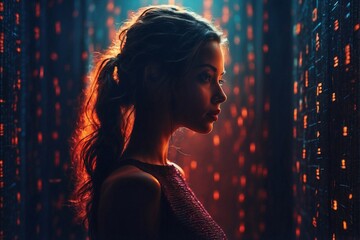 Silhouette of a charming woman