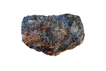 Rough Zircon rock specimen isolated on white background.