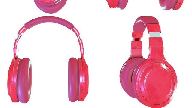 Studio Headphones Create Mood For Music While Rotating In Creative Background. Spinning Studio Headphones In Fun Background. Studio Headphones Electronic Device. Animated Background. Entertainment